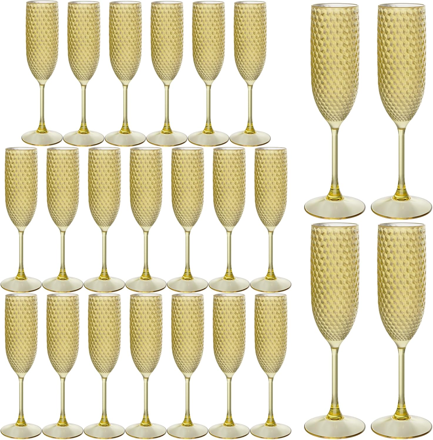 24PCS Plastic Champagne Flutes for Weddings and Events