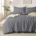 MILDLY Super Soft Duvet Cover Set - 100% Washed Microfiber Dark Grey