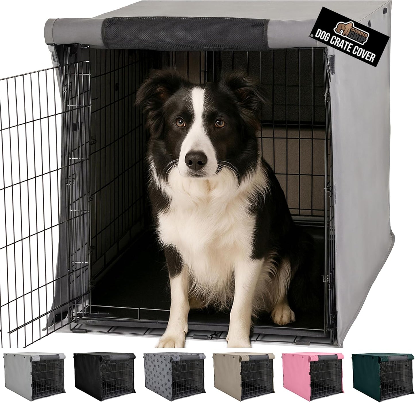 GORILLA GRIP Dog Crate Covers for 36 in Wire Kennels - Gray