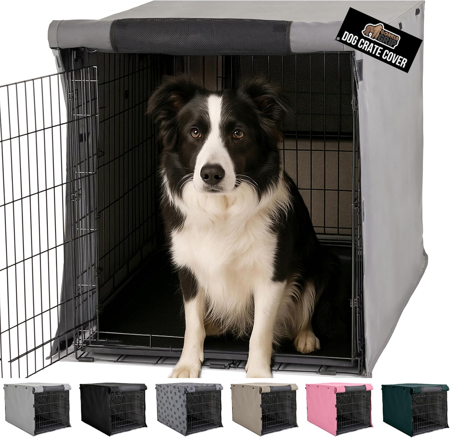 GORILLA GRIP Dog Crate Covers for 36 in Wire Kennels - Gray