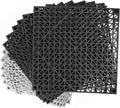 Modular Interlocking Cushion 12 Pack Gary Black - Non-Slip Drainage
