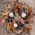 24 in Fall Wreath with White Pumpkins and Maple Leaves - Cozy Door