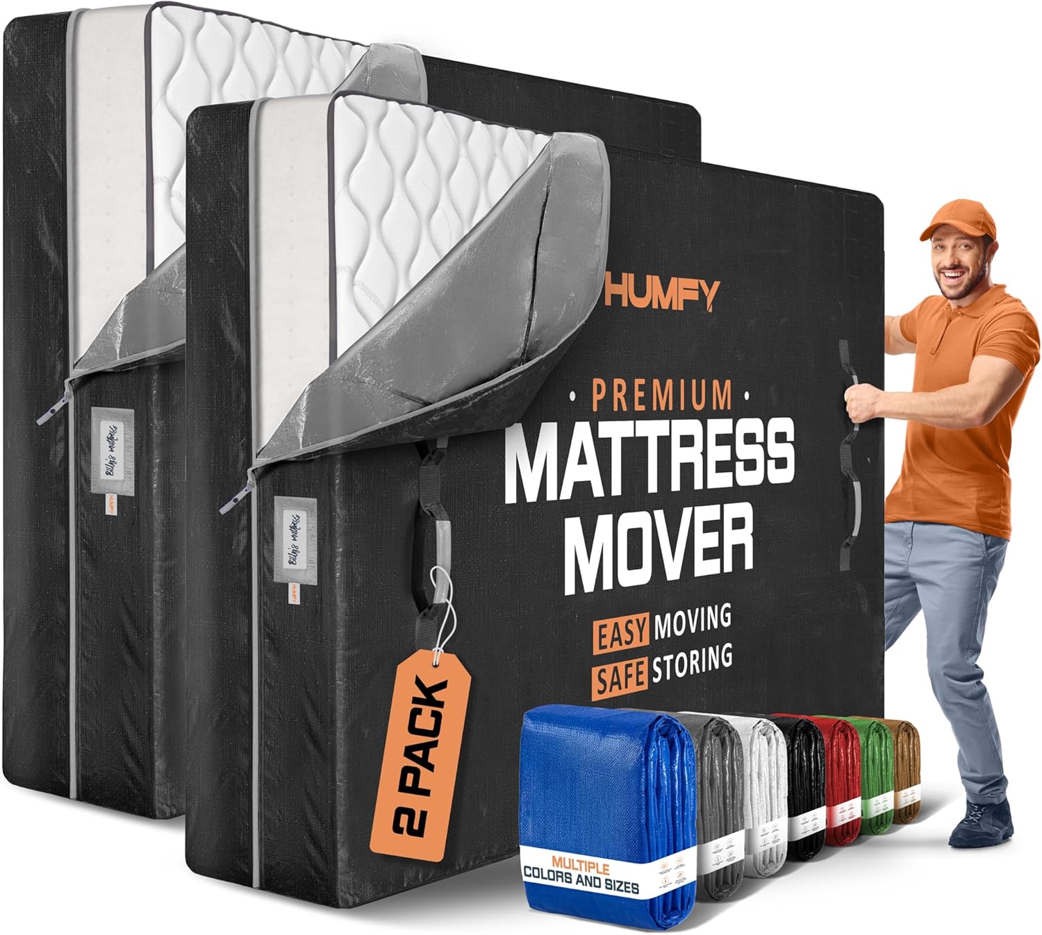 Mattress Bags for Moving with 8 Handles - King Size Storage Cover