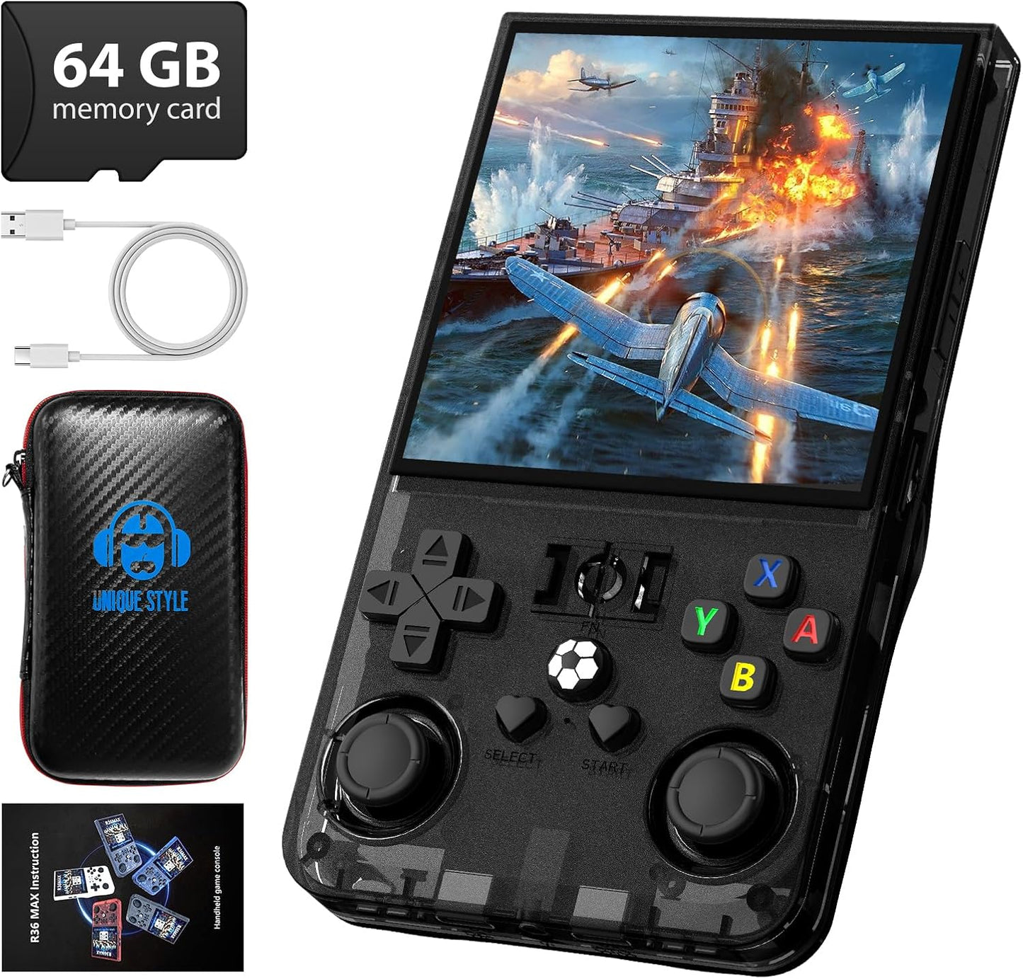 R36MAX Retro Handheld Game Console with 720x720 IPS Screen