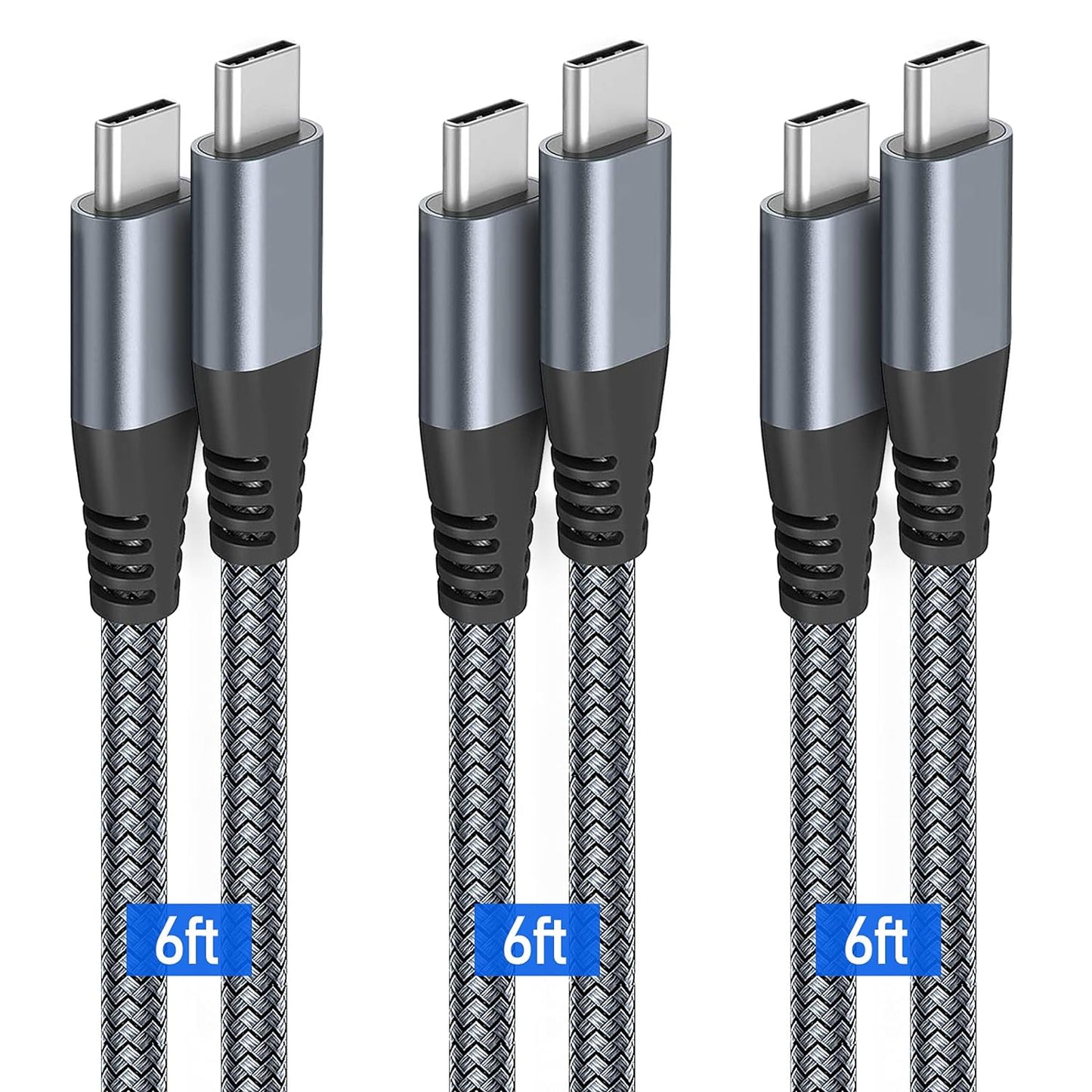 Puxnoin 6ft 60W USB C Cable 3 Pack - Fast Charge iPhones and More!