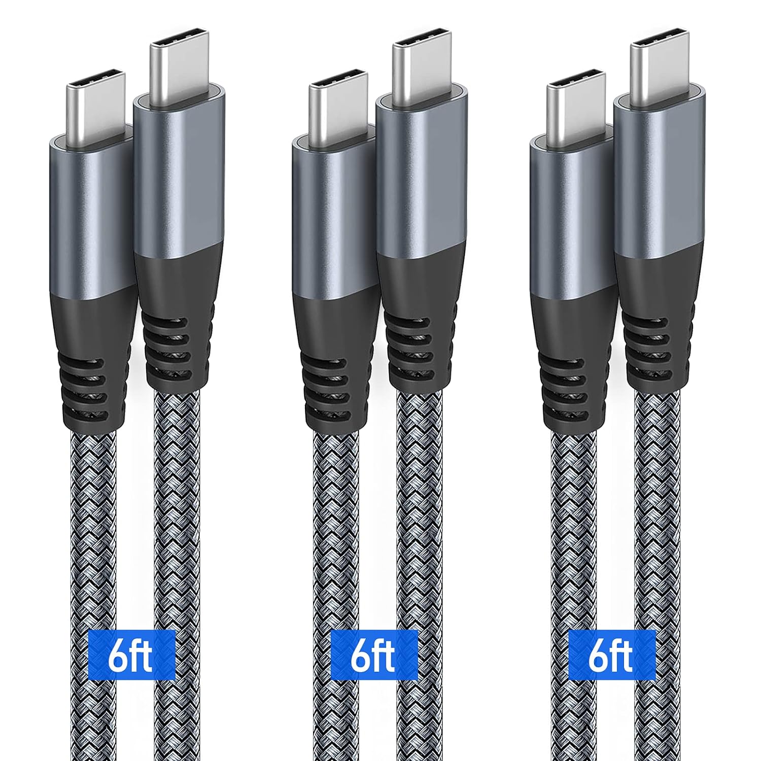 Puxnoin 6ft 60W USB C Cable 3 Pack - Fast Charge iPhones and More!