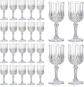 Vintage 7oz Plastic Wine Glasses Set of 24 - Clear Retro Stemware