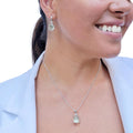 real raw green amethyst drop earrings and necklace set - polished