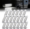 6.4 Inch Clear Lens White 12 LED Side Marker Lights - Bright, Durable