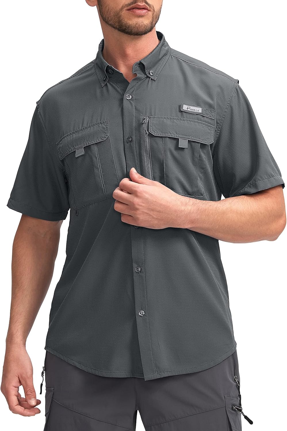 Pudolla Men's Fishing Shirts with UPF50+ Protection and Pockets