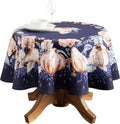 Round Cotton Tablecloth 63 in - Elegant Pumpkin Blues