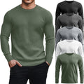 5 Pack Thermal Waffle Shirts for Men - Crew Neck Long Sleeve Cotton