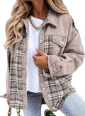 Oversized Denim Plaid Shacket - Casual Long Sleeve Jean Jacket SHEWIN