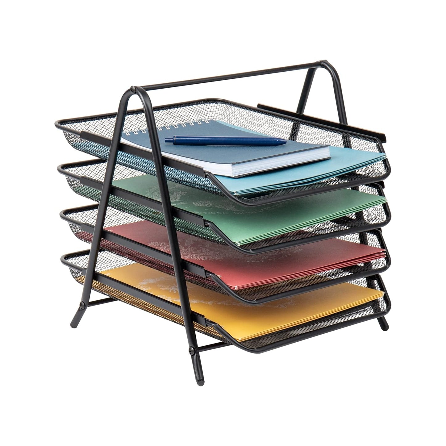 Mind Reader 4-Tier Metal Mesh Desk Organizer - Maximize Workspace Efficiency!