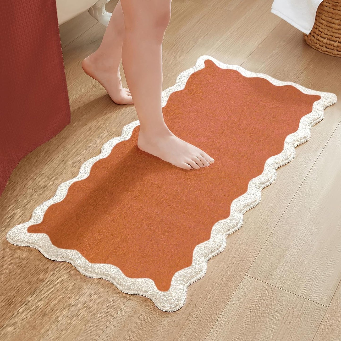 MONDAY MOOSE Bath Mat with Scalloped Wavy Ripple Design