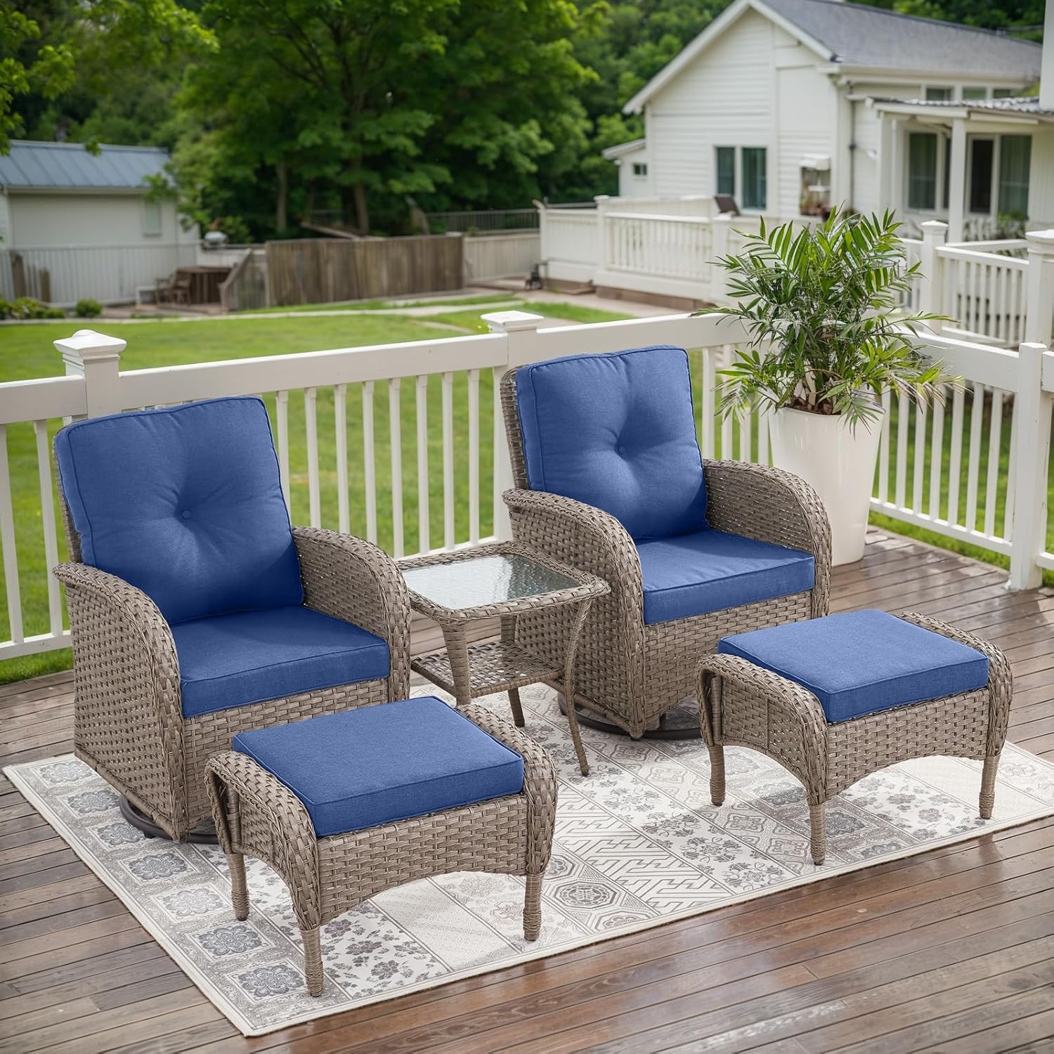 5 Pieces Wicker Patio Furniture Set for Outdoor Relaxation