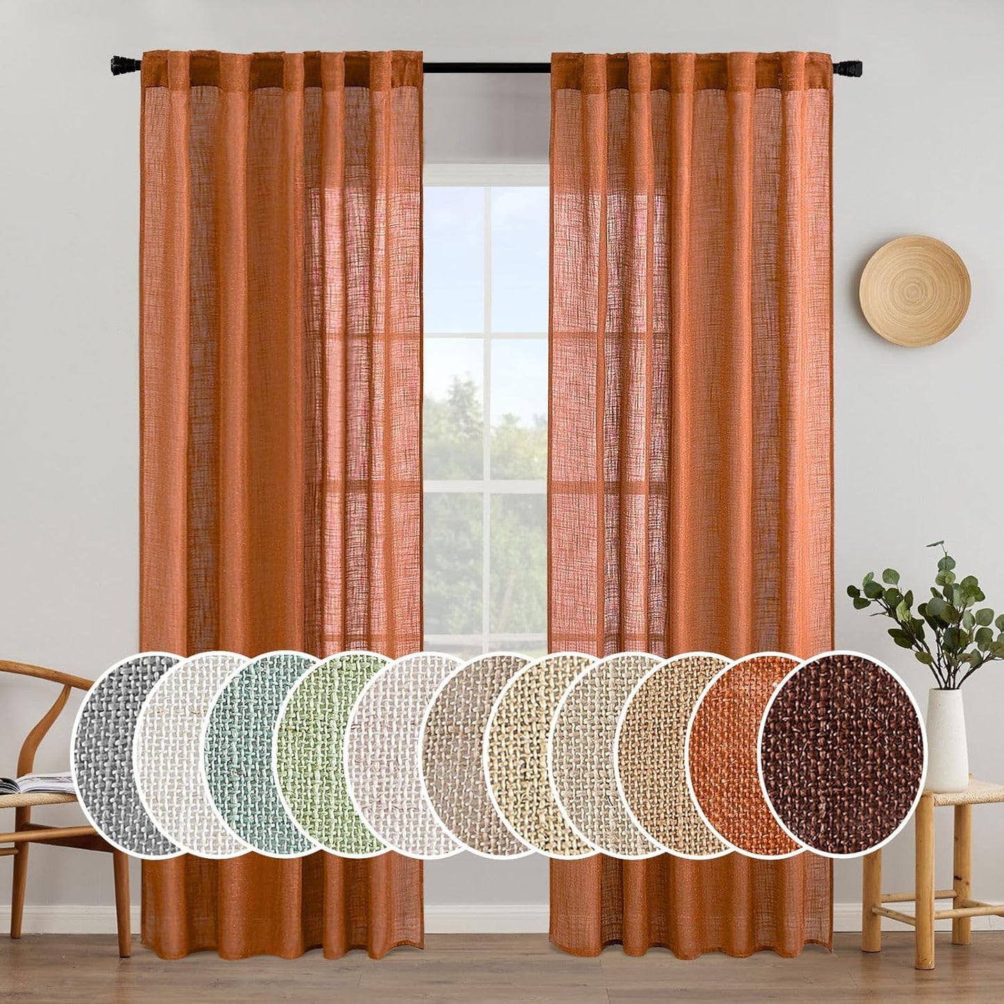 MIULEE Orange Curtains 84 Inch Length for Stylish Home Decor