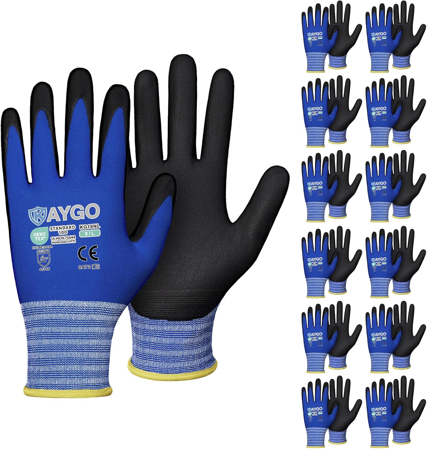 KAYGO Safety Work Gloves with MicroFoam Nitrile Coating
