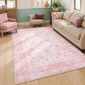 LIVEBOX Pink Area Rug 5x7 - Machine Washable Pink Vintage Rug