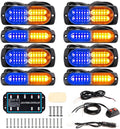 BooYu 8-pcs Sync Feature LED Emergency Strobe Lights - Slim Grille Bar