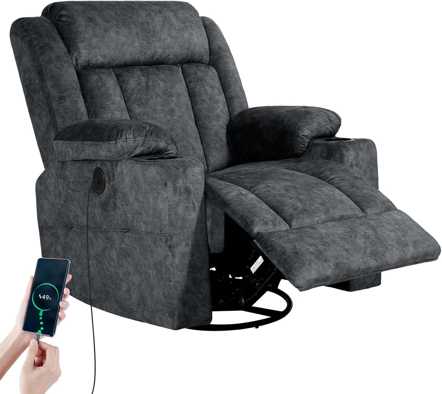 Retro Rocking Recliner Chair with Massage and Heat Features