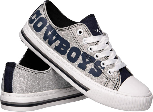 FOCO Women's NFL Team Logo Glitter Low Top Sneakers for Fans