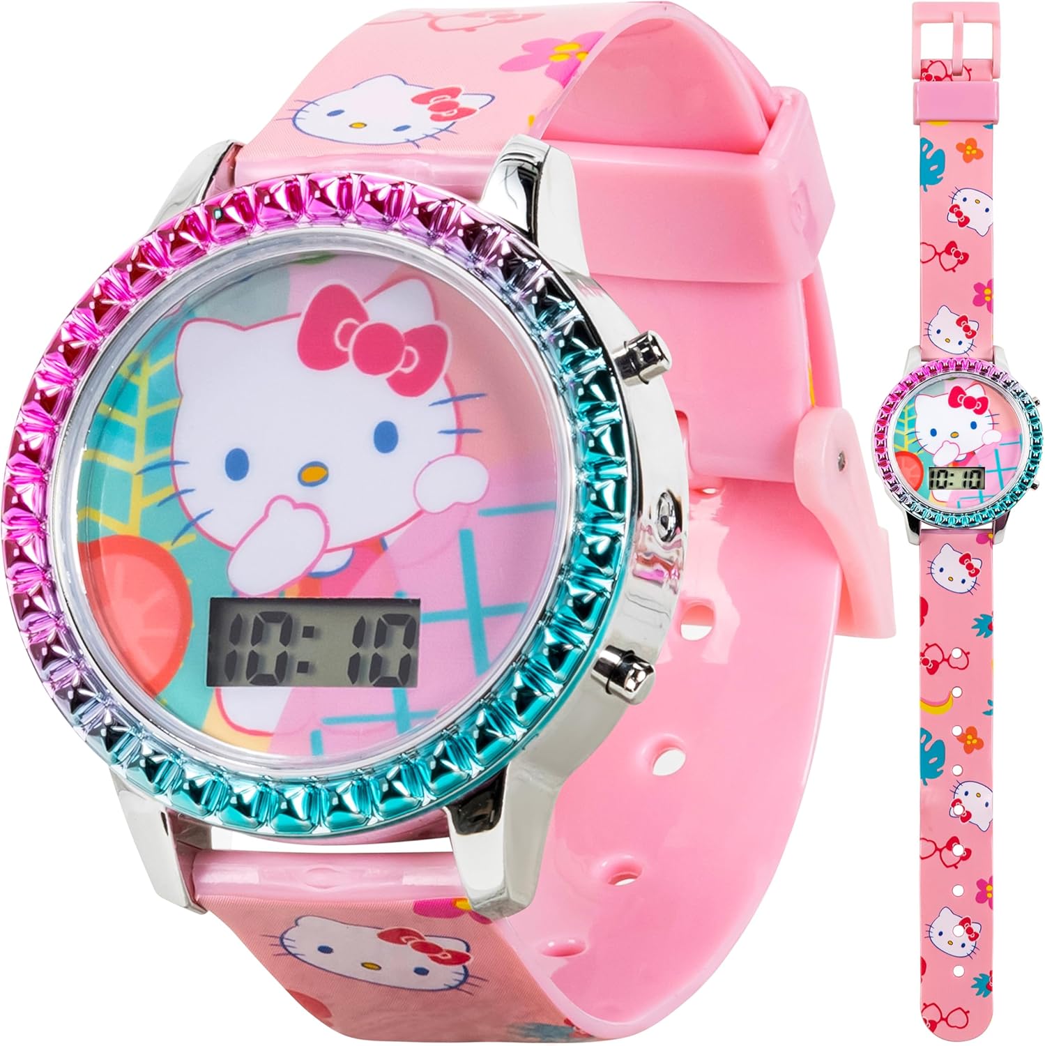 Hello Kitty Kids' LED Digital Watch - Fun Light Show, Easy to Read - Fits Wrist 5.5-8