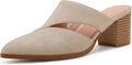 Cutout Backless Mules Slip On Closed Toe Chunky Heeled Sandals