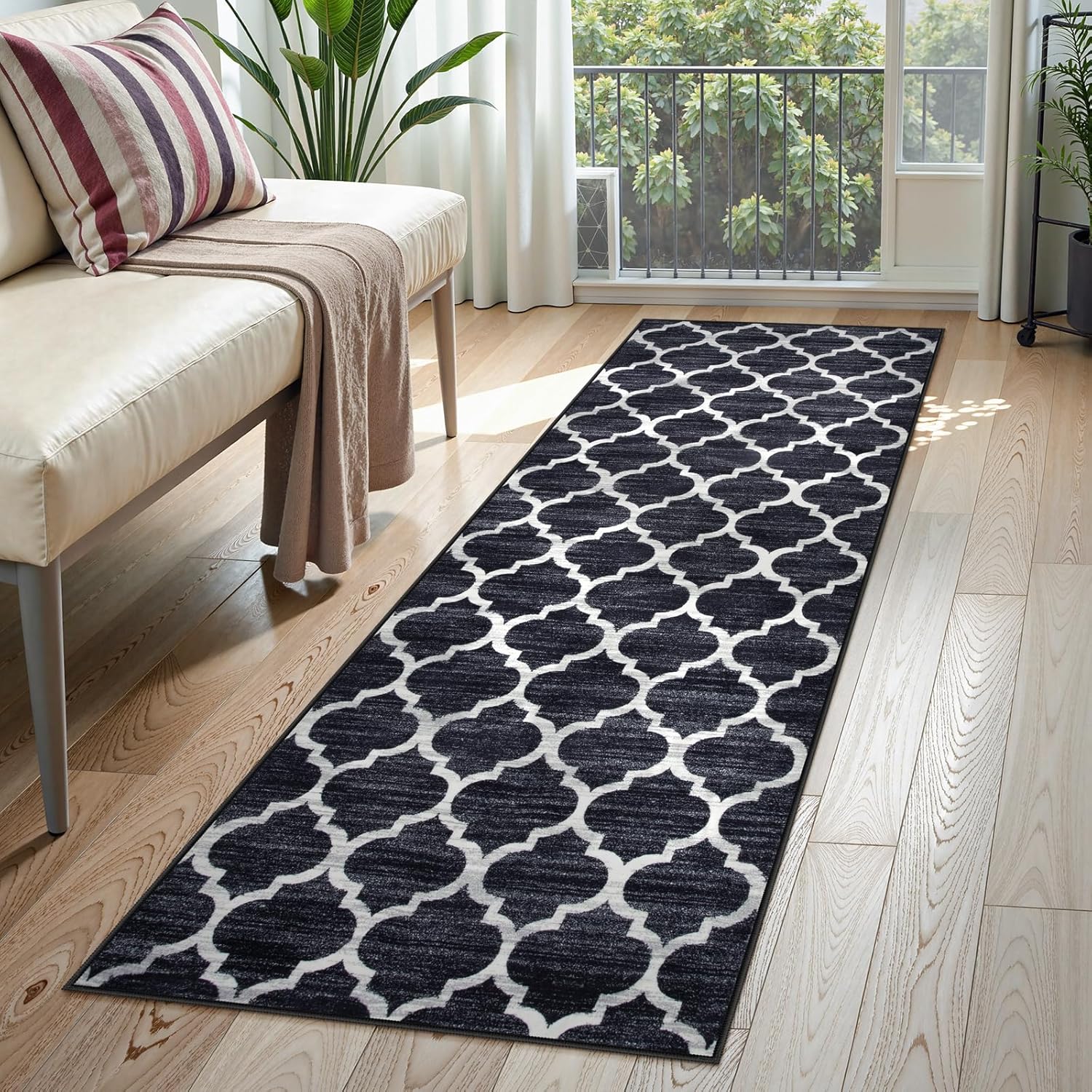 Lahome Moroccan Runner Rug 2ftx6ft Non Slip for Hallways