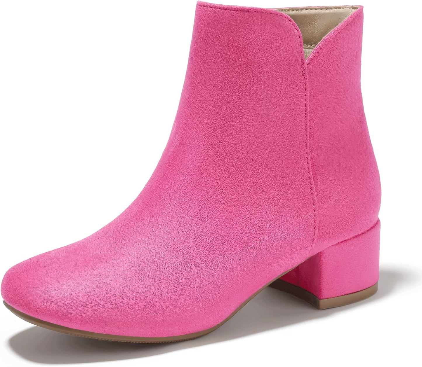 PANDANINJIA Girls Ankle Boots with Side Zipper for Kids