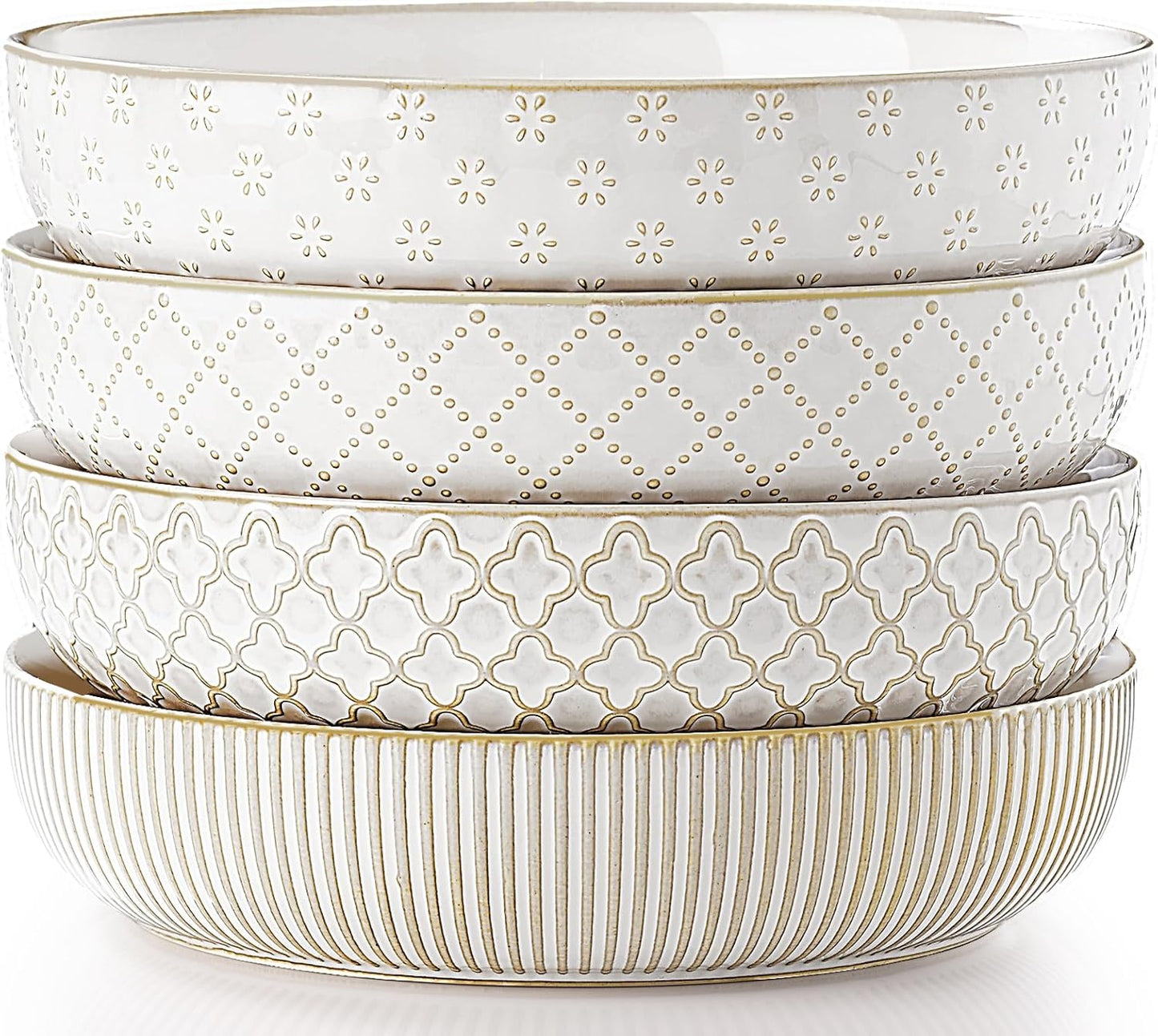 Large Ceramic Pasta Bowls Set of 4 for Stylish Dining