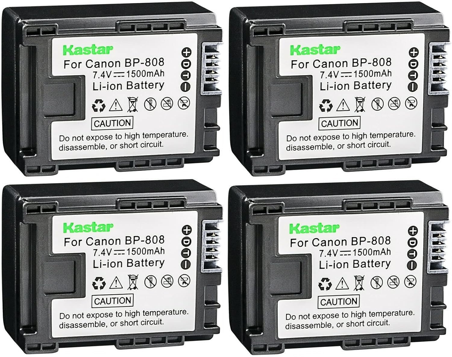 Kastar 4-Pack BP-808 Battery for Canon VIXIA and XA Series