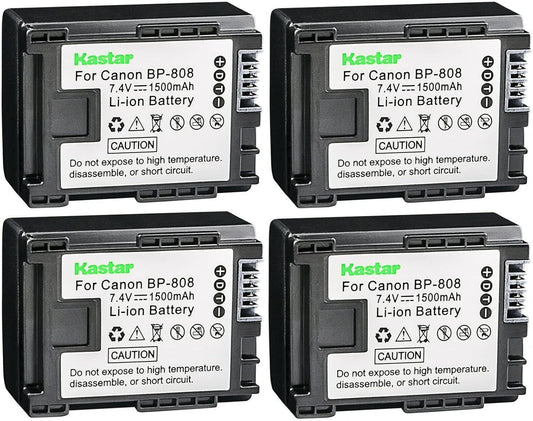 Kastar 4-Pack BP-808 Battery for Canon VIXIA and XA Series
