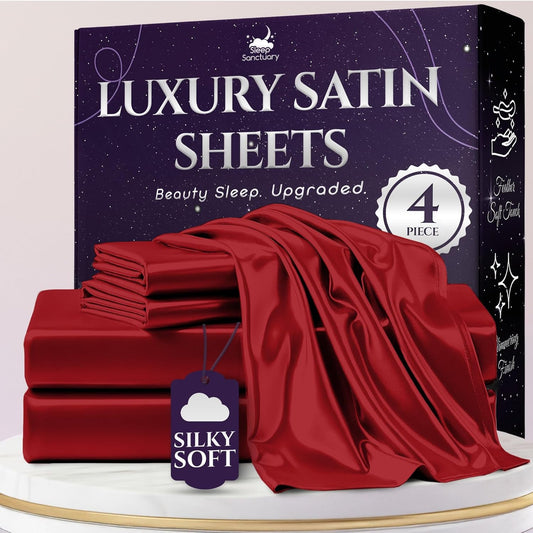 Satin Sheets Full Size 4 Piece Luxury Silky Bed Set Review