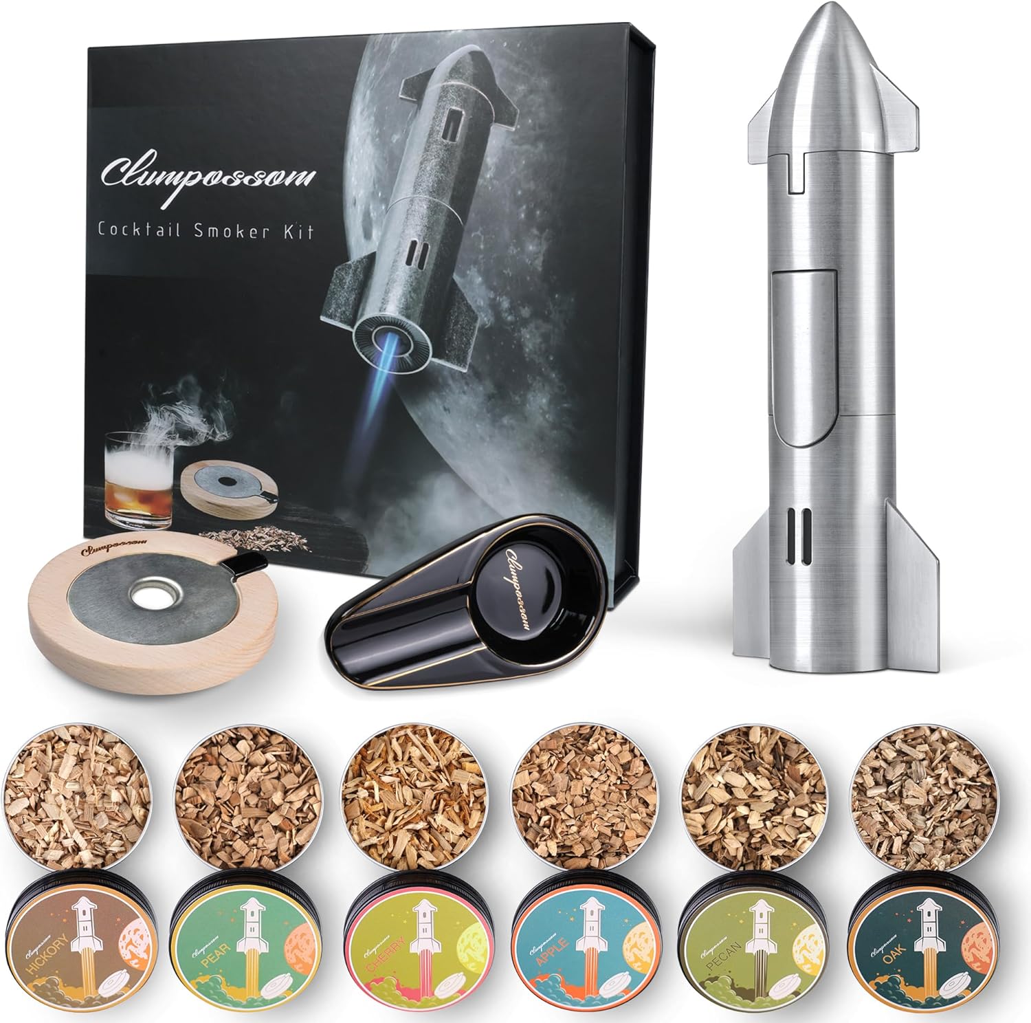 Whisky Smoker Kit - 6 Wood Chips, No Butane