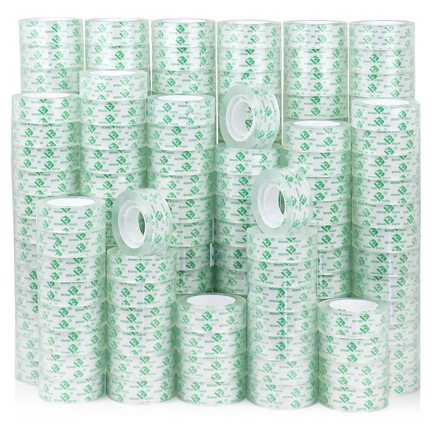 BOMEI PACK Crystal Clear Tape Refills for Dispenser, 192 Rolls