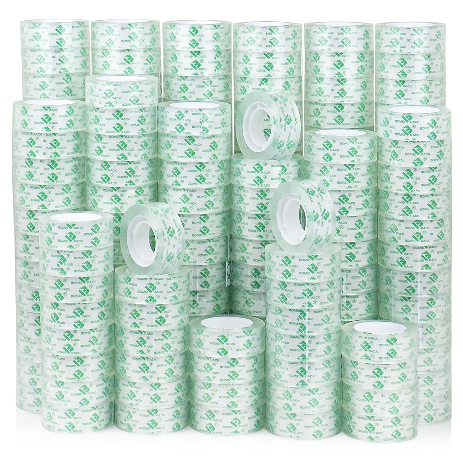 BOMEI PACK Crystal Clear Tape Refills for Dispenser, 192 Rolls