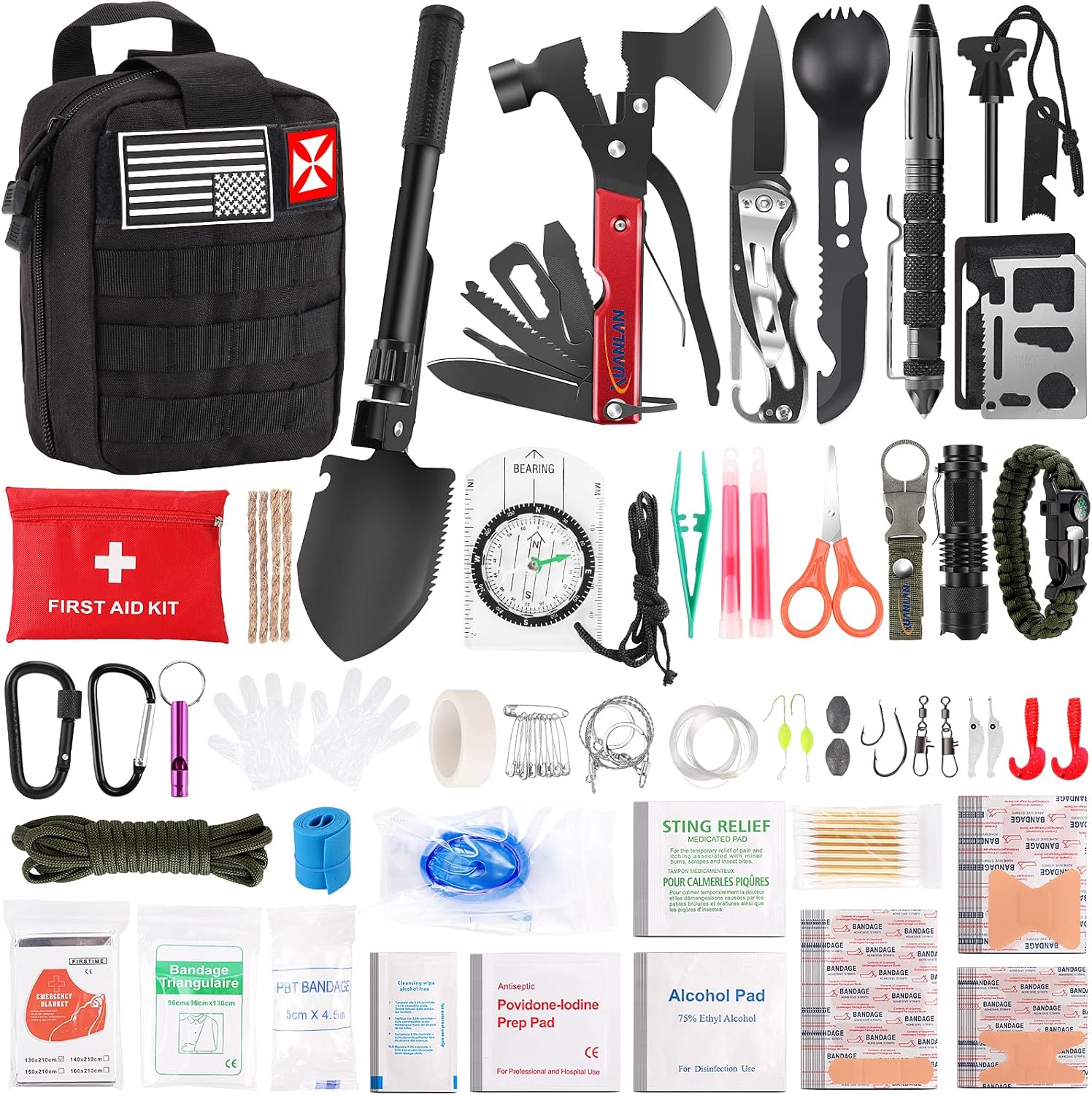 MOLLE Survival First Aid Kit - 248PCS Tactical Gear Bundle by XUANLAN