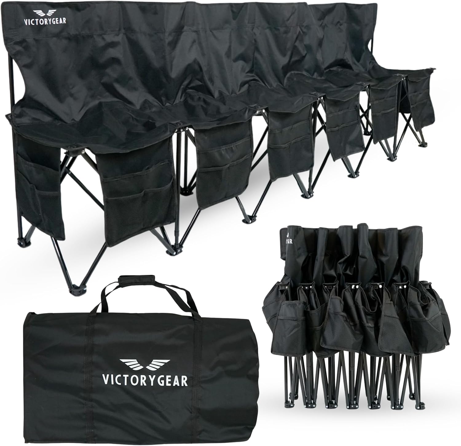 Portable Soccer Bench with 6 Seats and Storage for Events