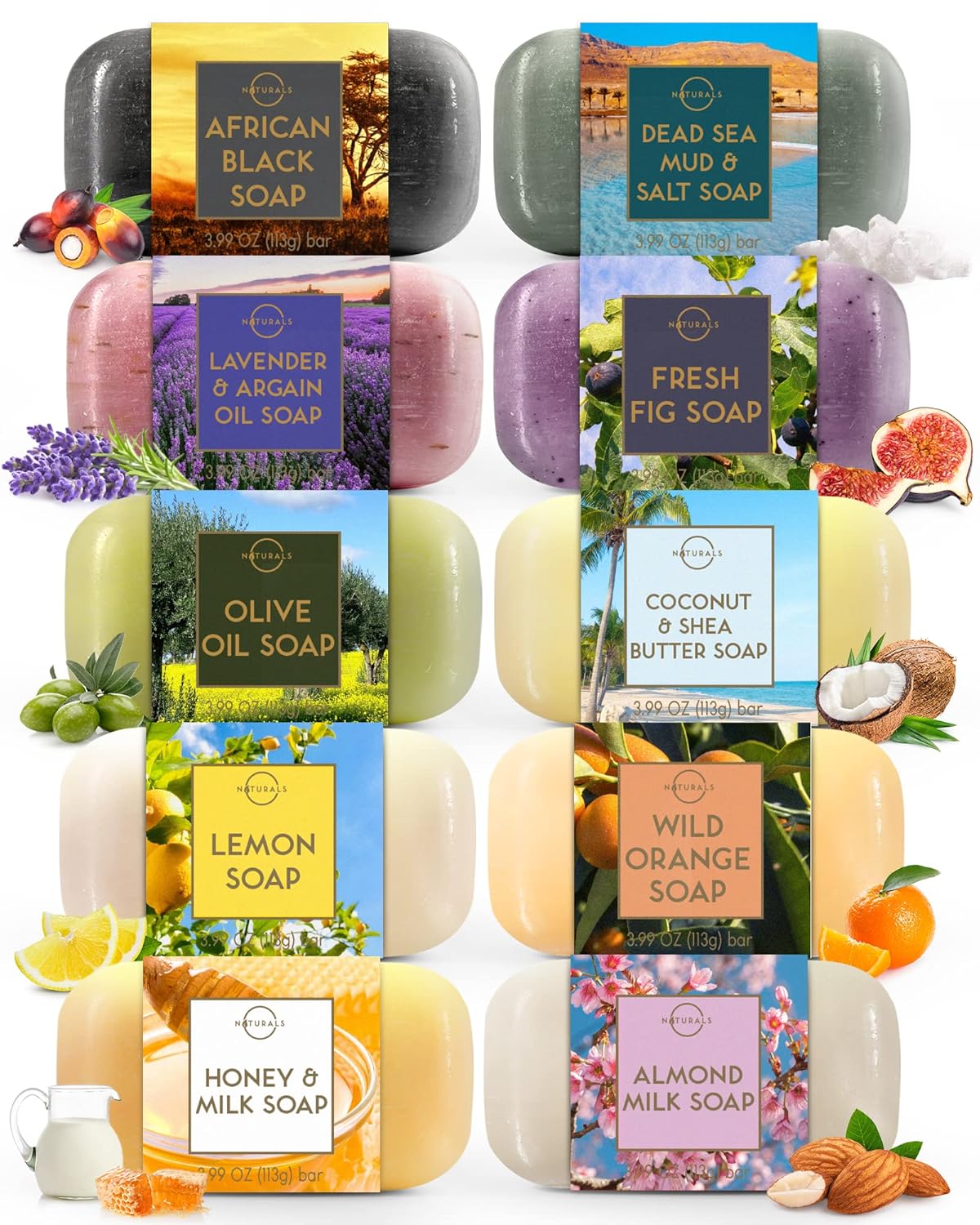 O Naturals 10PC Natural Soap Gift Set for Spa Experience