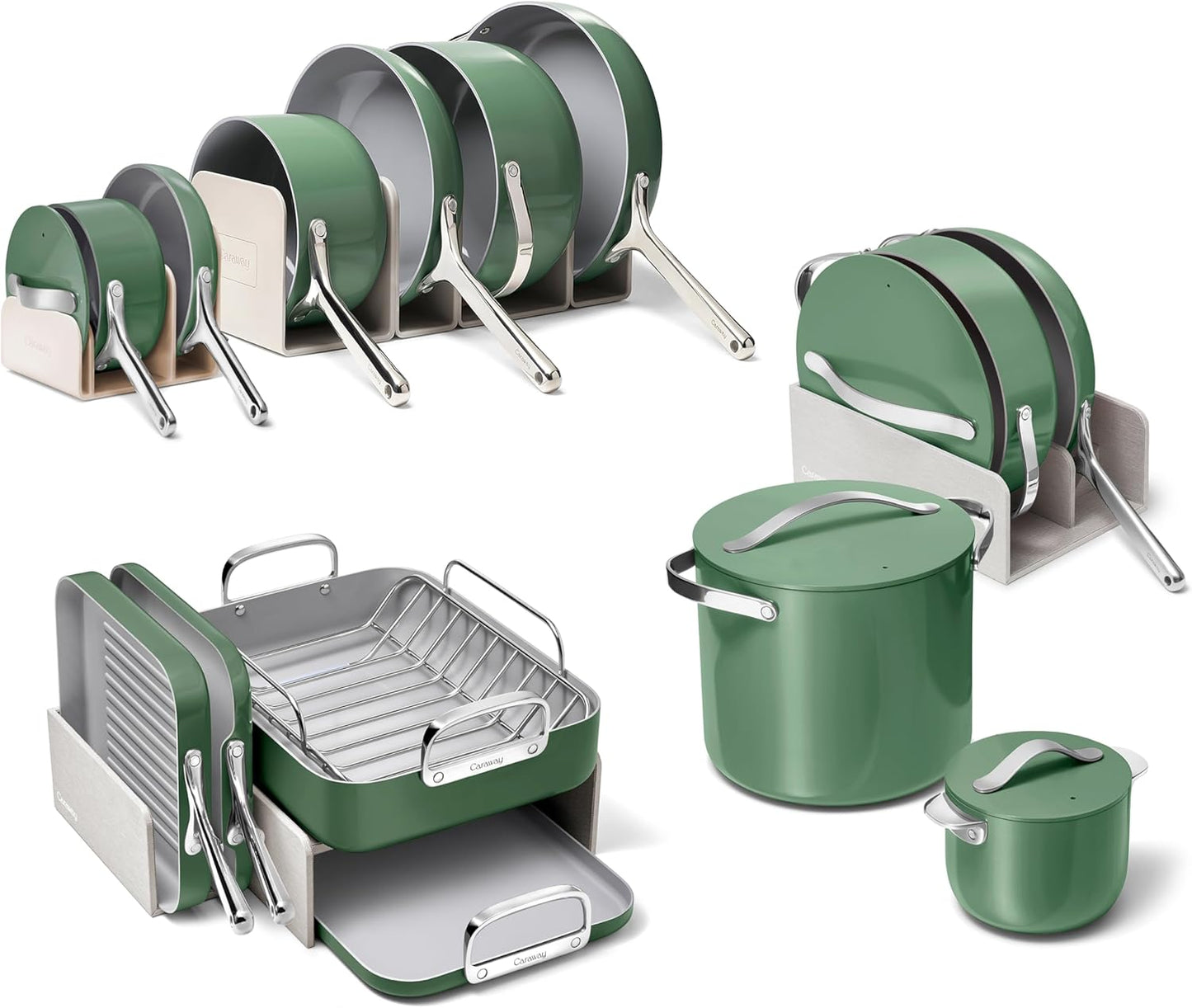 Complete Ceramic Cookware Set for Healthy Cooking - Sage