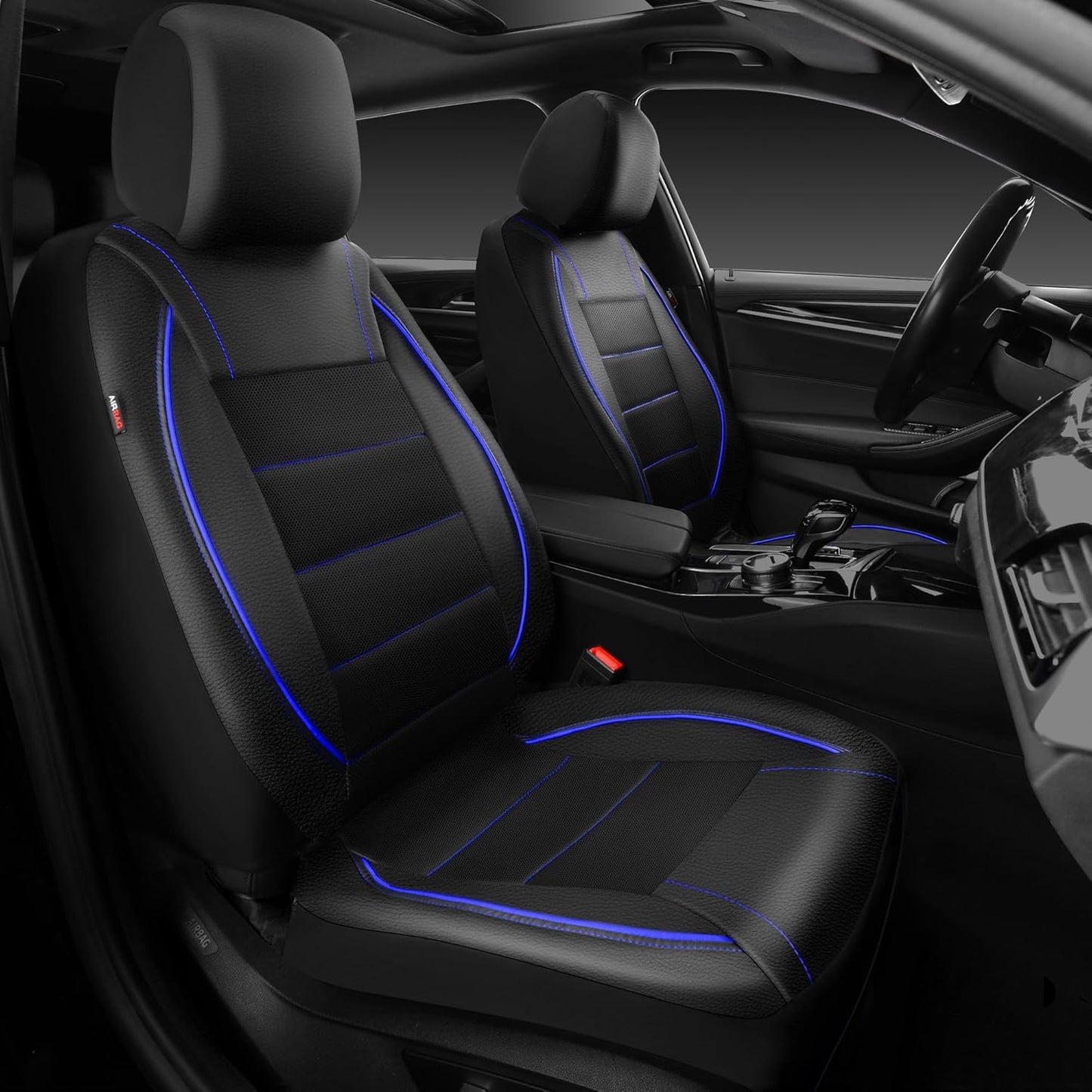 CAR PASS Universal FIT Piping Leather Seat Covers for SUVs and Sedans