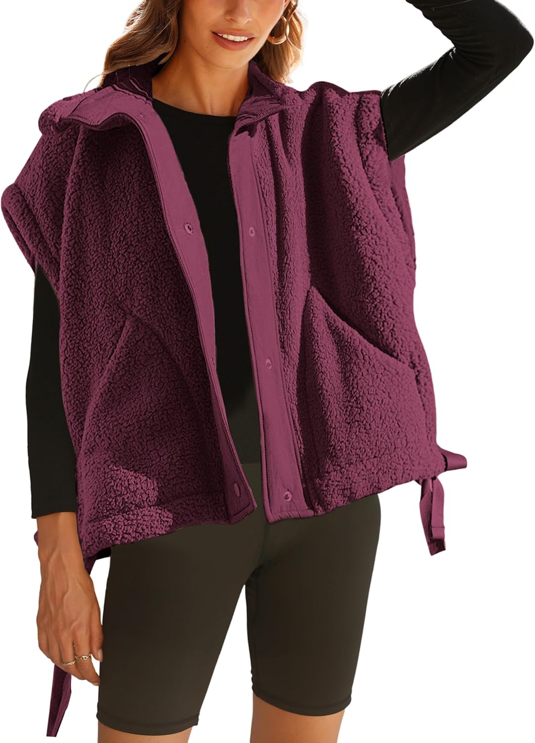 Gozoloma Women's Oversized Fleece Vest for Cozy Fall Style