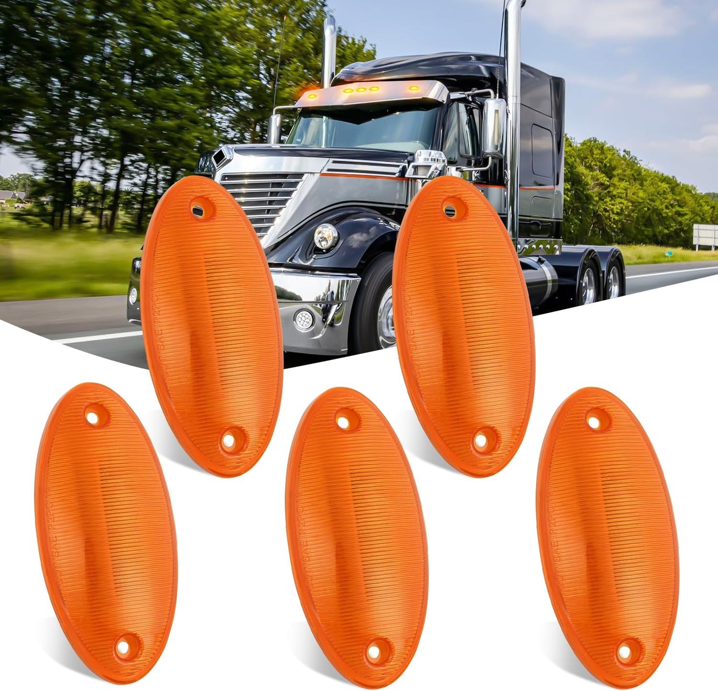 Nilight Cab Roof Marker Light Set with 4 LED Amber Lights