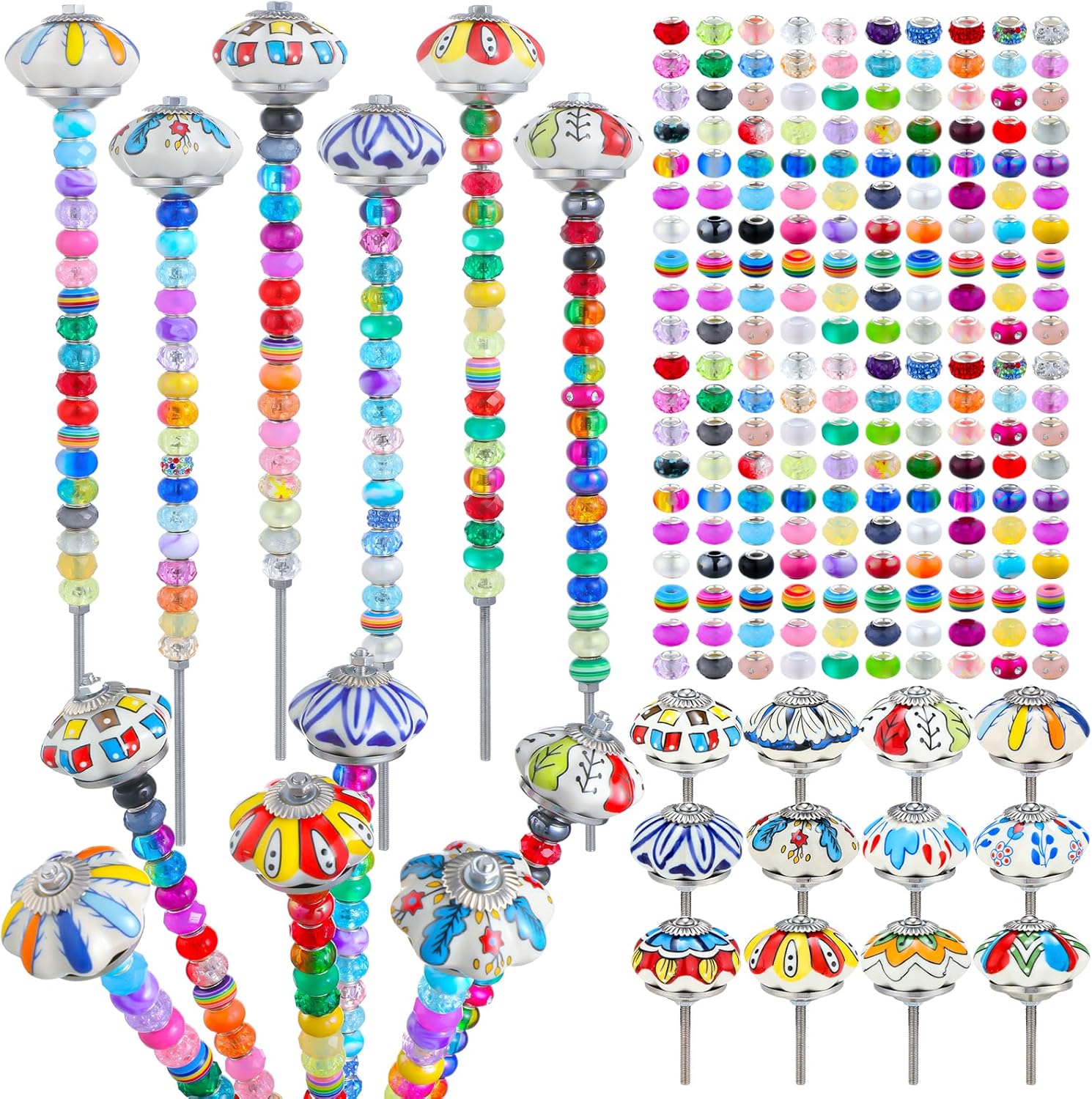 DIY Fairy Wand Garden Stake Set with Colorful Crystal Stoppers
