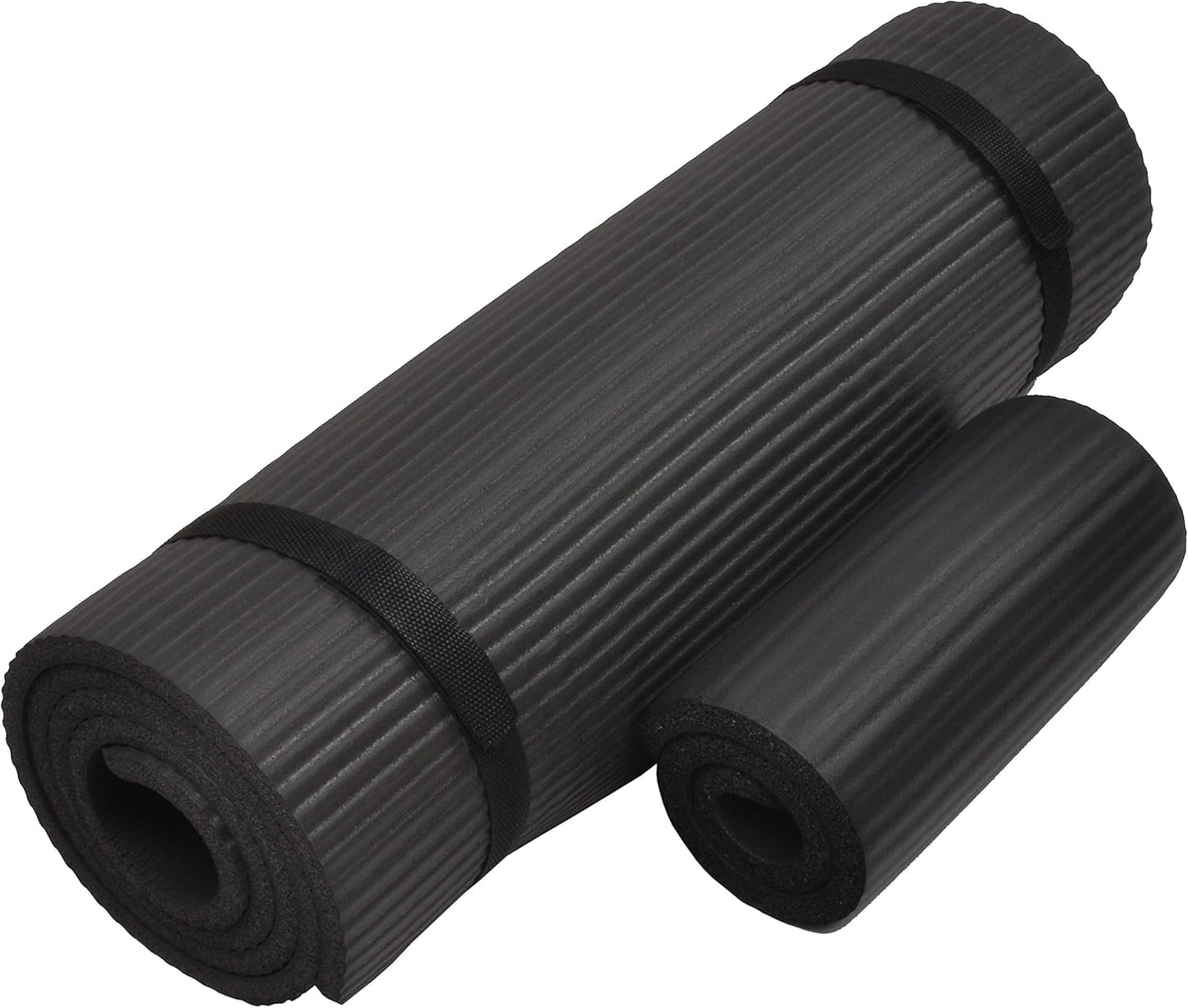 Extra Thick Anti-Tear Yoga Mat w/ Knee Pad, Strap - Fitvids