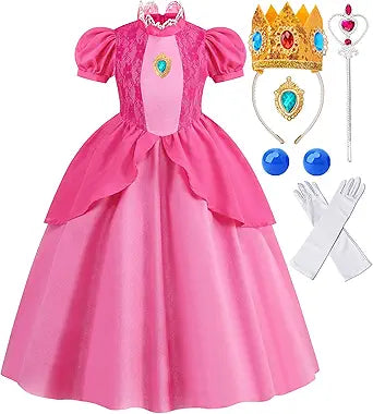 ICECUTE Princess Peach Dresses for Girls - Perfect Halloween Costume