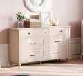 Beige Baby Dresser with 7 Drawers - Spacious Mid Century Storage