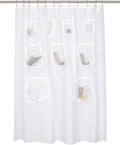 Water Repellent Shower Curtain w/ 9 Pockets - 71x72 In