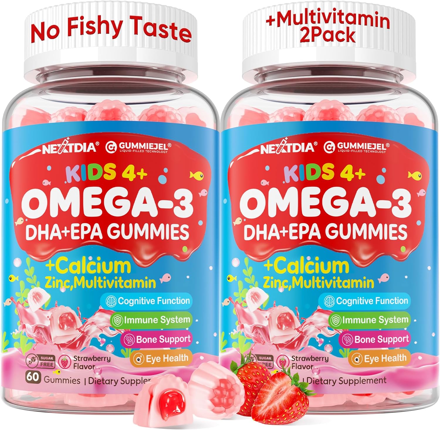 Omega 3 Gummies for Kids with Multivitamins and Calcium Support